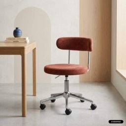 sweeek Silla de oficina vintage de tela con ruedas , rojo