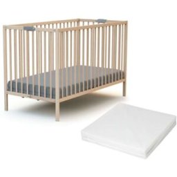 Webaby Cama bebé plegable madera con colchón 60x120 haya cruda