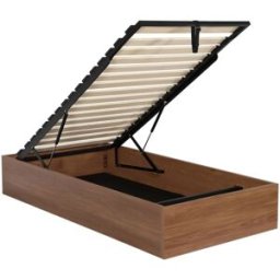 sweeek Cama con cajón y somier de láminas 90x190cm, decoración madera, nogal