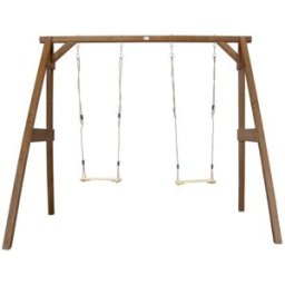 Axi Columpio doble con soporte, marrón, de madera fsc