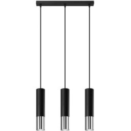 Sollux Lighting Lámpara de techo cromo negro acero alt. 90 cm