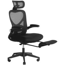 Meubles Cosy Silla oficina plegable,soporte lumbar,cojín espuma y reposapié,negro