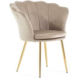 Fuori Sillón concha terciopelo beige patas oro