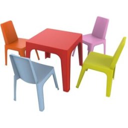 Garbar Sillas y mesa infantil julieta plástico multicolor (pack de 4+1)
