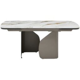 Unique Mesa de comedor cristal templado blanco