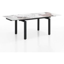 ORESTELUCHETTA Mesa extensible cerámica/acero ónix-negro 76x90x140-200 cm