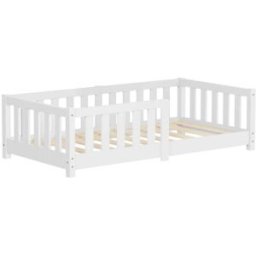 ML-Design Cama de suelo infantil 70 x 140 cm blanco madera maciza de pino