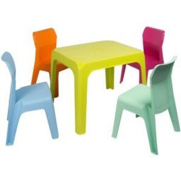 Garbar Sillas y mesa infantil jan plástico multicolor (pack de 4+1)