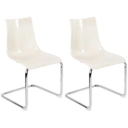 Beliani Conjunto de 2 sillas de comedor blanco crema