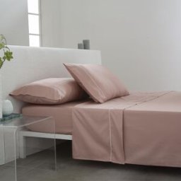 Cotton Artean Juego de sábanas satén algodón 300 hilos salmón 210x270 cama 135
