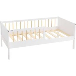 ML-Design Cama infantil 70x140cm color blanco natural con anticaída somier
