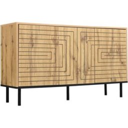 Urban Meuble Aparador efecto madera diseño geométrico 3 puertas 6 compartimentos