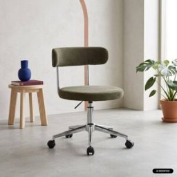 sweeek Silla de oficina vintage de tela con ruedas , verde kaki