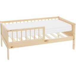 ML-Design Cama infantil 70 x 140 cm natural con colchón espuma fría y protección
