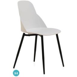 GEESE HOME Pack de 4 sillas pp color blanco con patas metálicas