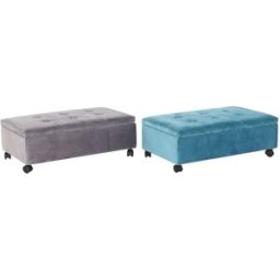 NIYLO Conjunto de 2 bancos baúl de poliéster verde 70x39x24 cm