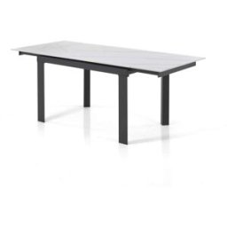 ORESTELUCHETTA Mesa extensible cerámica/acero blanco-gris 75x80x120-180 cm