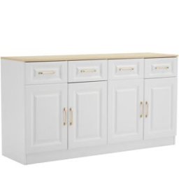 Urban Meuble Mueble de TV blanco y madera con 4 cajones y 4 elegantes puertas