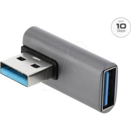 DELOCK 67429 - Adaptador USB 10 Gbps, USB Tipo-A macho a Tipo-A hembra, acodado
