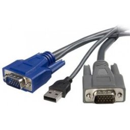 StarTech.com Cable KVM USB VGA 2 en 1 Ultra Delgado - 1,8m, 1,8 m, Negro, VGA, USB A + VGA, Macho/Ma