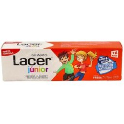 Lacer lacer gel dental junior 6-12 aÃ?os fresa 75 ml 1400 ppm fluo