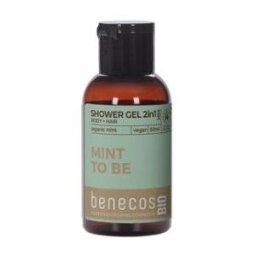 Benecos gel de baño 2en 1 menta mini viaje 50ml. bio vegan