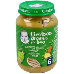 gerber org guisantes plata pollo 190 g
