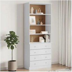 vidaxl Librería con cajones ALTA madera de pino blanco 77x35x186,5 cm