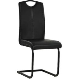 vidaxl Sillas de comedor voladizas 4 unidades cuero sintético negro