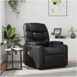 vidaxl Sillón de masaje reclinable cuero sintético negro