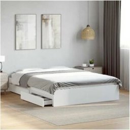 vidaxl Cama con cajones madera de ingeniería blanco 120x200 cm