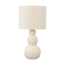 Lampara Sobremesa Ceramica Beige y Tulipa Algodon - Serie Arbia