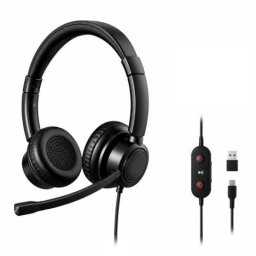 Auriculares TnB ACTIV200S con cable USB-A y USB-C, micrófono, negros