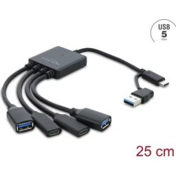 USB Hub Delock 4 Puertos USB-A y USB-C 5000 Mbit/s