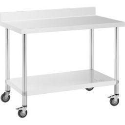 Mesa de acero inoxidable con ruedas - PREMIUM - 60 x 120 cm - 158 kg - antisalpique - Royal Catering 10012810
