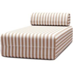 kimo. Chaise longue modular de exterior - tela impermeable de rayas castaño