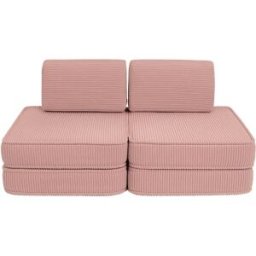 MeowBaby Sofá infantil modular 120 cm terciopelo 4 pcs, rosa