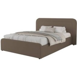 Concept Usine Cama con caja de almacenamiento de 160x200cm de terciopelo marrón