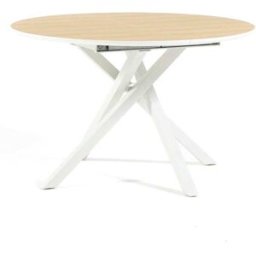 Fuori Mesa redonda extensible 120 cm con tablero efecto madera y blancas