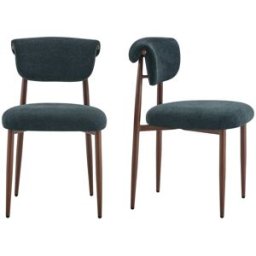 Urban Meuble Set de 2 sillas de comedor negras de lino, diseño curvo