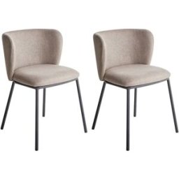Beliani Conjunto de 2 sillas de comedor tela gris pardo