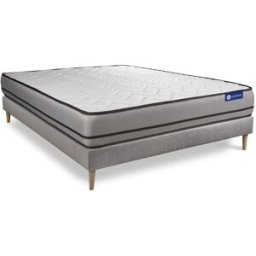 Actisom Somier gris + colchón con látex y espuma viscoelástica 120 x 190