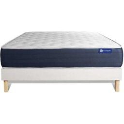 Actisom Somier blanco + colchón con espuma viscoelástica 140 x 190