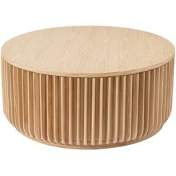 WOODEK Mesa de centro de roble diám 90 cm, beige acabado mate