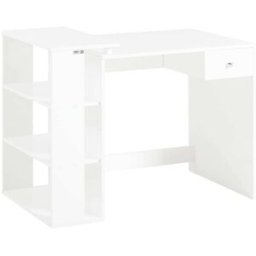 SoBuy Mesa de ordenador con un cajón y 4 estantes mdf blanco