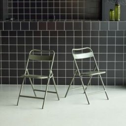 sweeek Silla de jardín bistró plegable de acero, set de 2, verde kaki