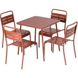 Concept Usine Conjunto de mesa de jardín cuadrada de 70 cm y 4 sillas terracota