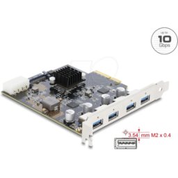 DELOCK 91847 - Tarjetas PCI Express x4 a 4 x USB 10 Gbps USB Tipo-A Dual Channe
