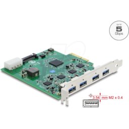 DELOCK 91846 - Tarjetas PCI Express x4 a 4 x USB 5 Gbps USB Tipo-A de cuatro ca