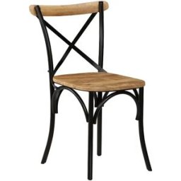 vidaxl Sillas con respaldo cruzado 4 uds madera maciza de mango negro